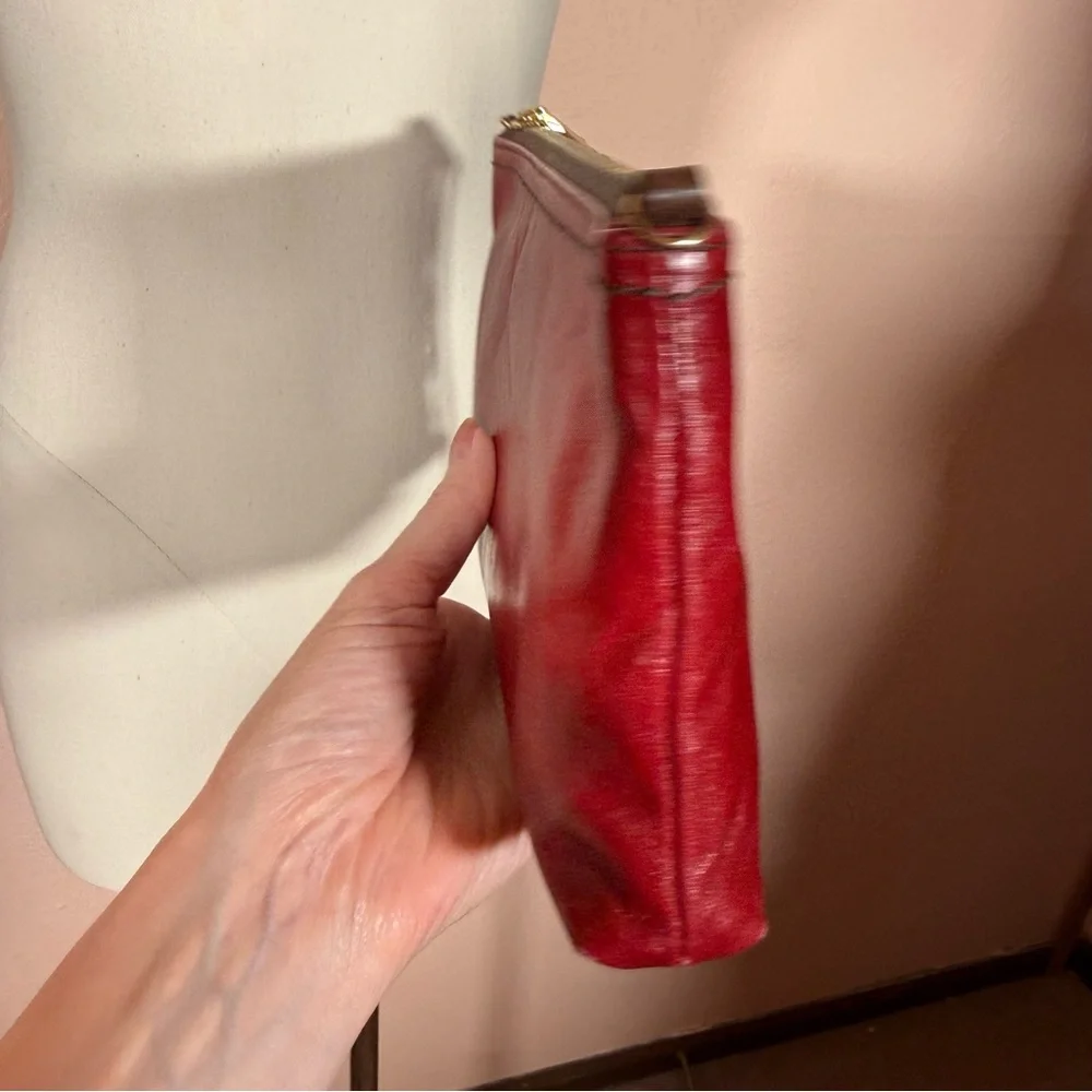 HOBO red leather zip top minimalist clutch southwestern - Picture 13 of 16